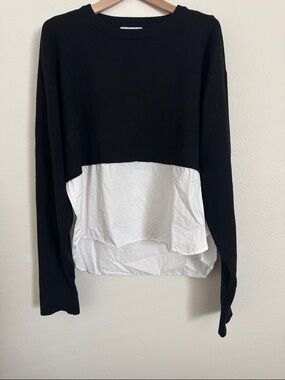 Zara Black and White Twofer Pullover Sweater